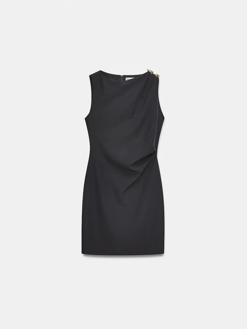 ديلفين DILVIN Sleeveless Crepe Mini Dress With Zipper