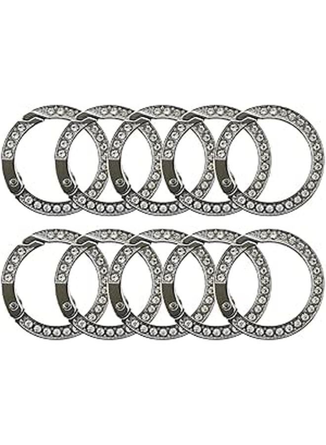 Rhinestone Car Key Chain Alloy Round Charm Attachment 10 Pieces For Key Holder Hanging Spring Design - Image 1