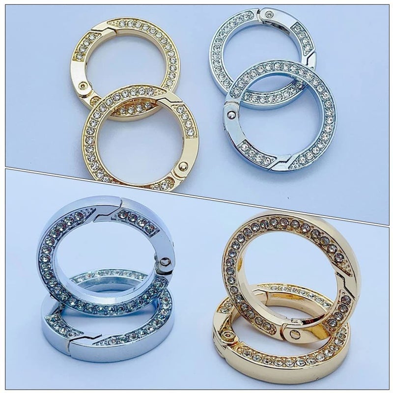 Rhinestone Car Key Chain Alloy Round Charm Attachment 10 Pieces For Key Holder Hanging Spring Design - Image 3