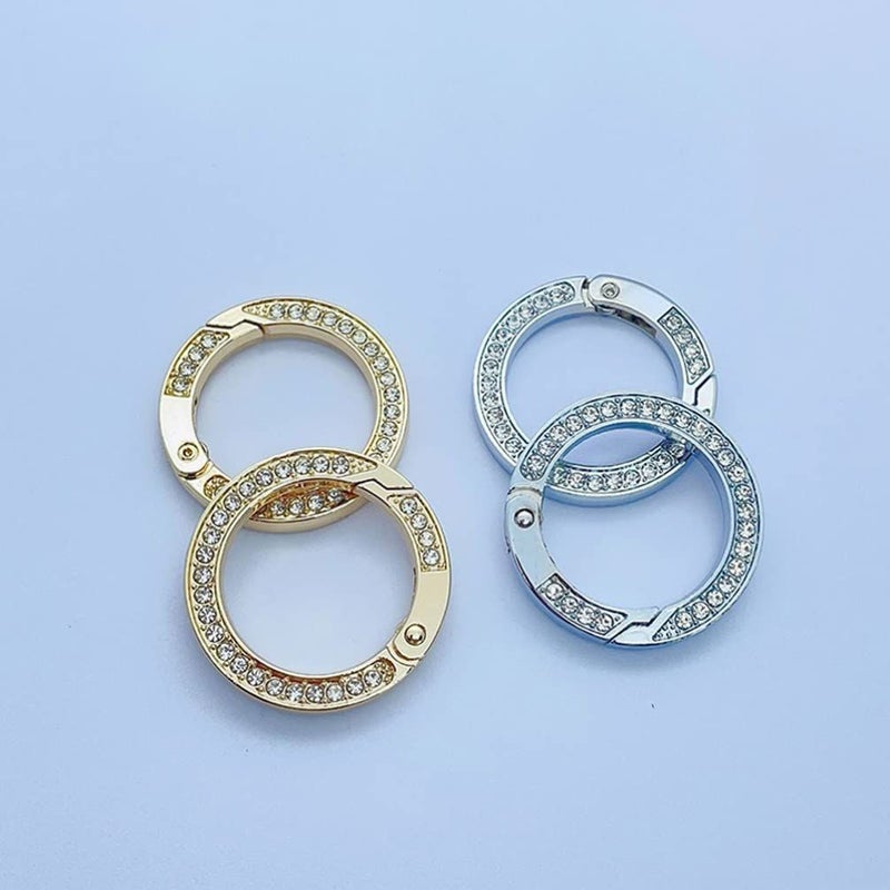 Rhinestone Car Key Chain Alloy Round Charm Attachment 10 Pieces For Key Holder Hanging Spring Design - Image 4