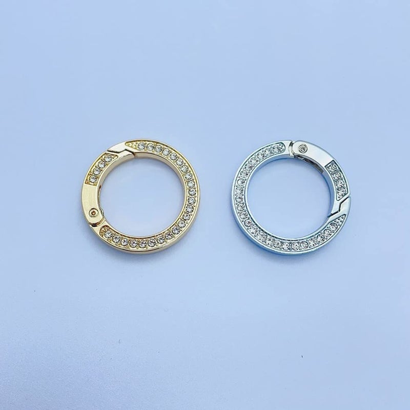 Rhinestone Car Key Chain Alloy Round Charm Attachment 10 Pieces For Key Holder Hanging Spring Design - Image 5