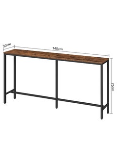 Chulovs 140cm Skinny Console Table, Narrow Sofa Table, Long Behind Couch Table, Slim Entryway Table for Hallway, Living Room, Rustic Brown, Industrial Side Table, Easy to Assemble  - Image 3