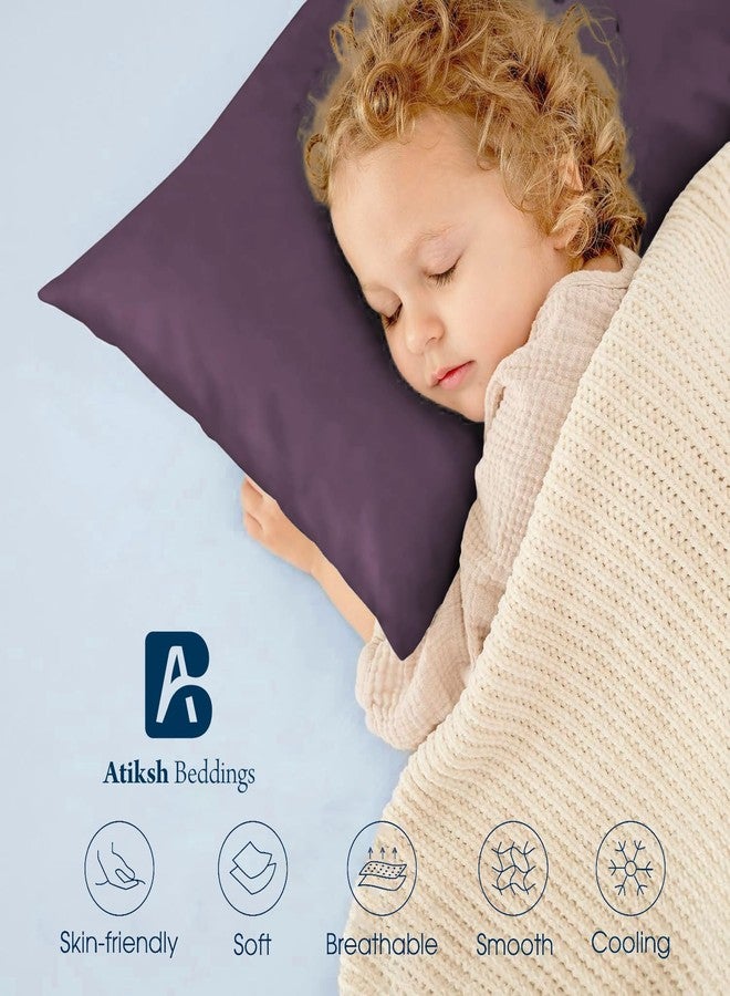 طقم أغطية وسائد سفر للأطفال الصغار من أتيكش بيدنجز™، عبوة من قطعتين، مقاس 13×18 بوصة - قطن مصري ناعم 100%، 600 خيط، مع سحاب إغلاق، لون برقوقي - Image 4