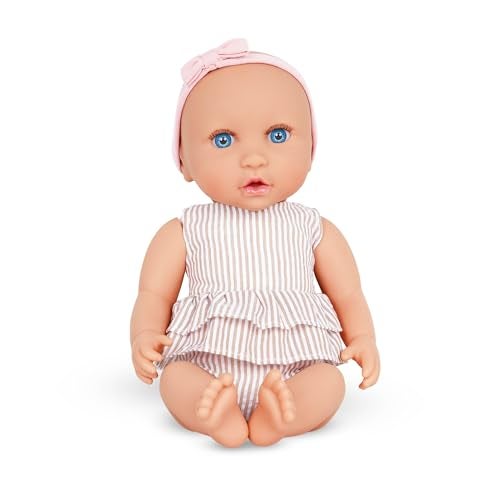 Lullababy لولا بيبي – دمية طفل واقعية بطول 14 بوصة وحزمة ملحقات – لون بشرة فاتح وعيون زرقاء – مجموعة رعاية حضانة – كرسي عالي، ملعب للأطفال وعربة أطفال – ألعاب تمثيلية – للأطفال من عمر 2 سنوات فما فوق - Image 4