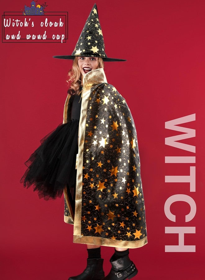 Sonarun 3 Set Kids Wizard Cape Set Witch Cloak with Hat Halloween Wizard Role Play Costumes for Boys Girls Halloween Wizard Cosplay, 3 Colors - Image 3