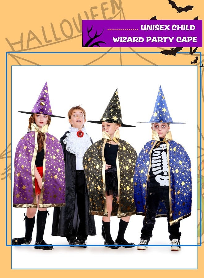 Sonarun 3 Set Kids Wizard Cape Set Witch Cloak with Hat Halloween Wizard Role Play Costumes for Boys Girls Halloween Wizard Cosplay, 3 Colors - Image 4