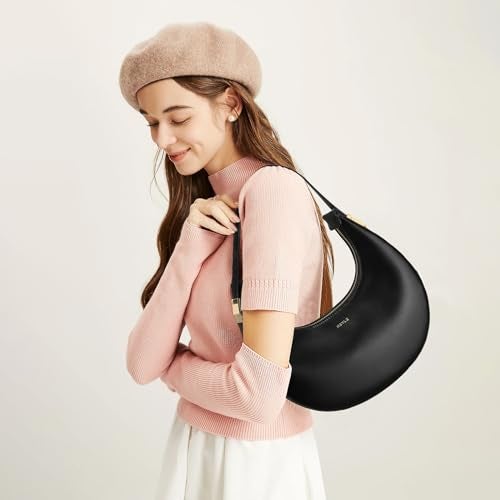 Keyli Shoulder Bag for Women Waterproof Leather Clutches Purses Trendy Casual Tote Handbags Designer Bags Adjustable Strap Hobo Bags Evening Bag with Zipper for Travel Shopping Dating Black - Image 4