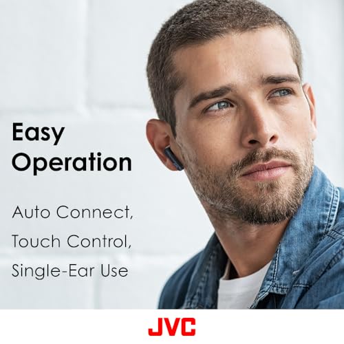 JVC True Wireless Earbuds Headphones, 11mm Neodymium Magnet Driver, Touch Sensor Operation, Bluetooth 5.1, Water Resistance (IPX4), Long Battery Life (up to 22 Hours) - HAA3TB (Black), Small - Image 3