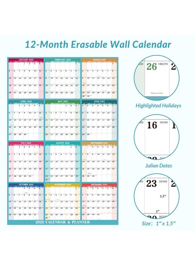 MaaIbok 2025 Yearly Wall Calendar - Dry Erase Calendar 2025, Jan. 2025 - Dec. 2025, 34.8'' × 22.8'', 2-Sided Erasable Calendar With 8 Round Stickers - Image 3