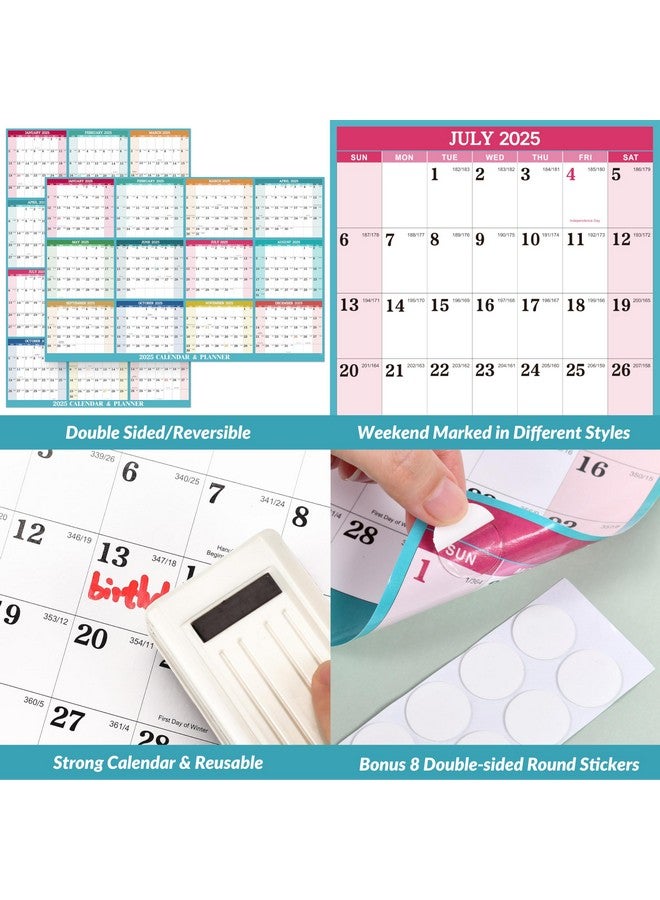 MaaIbok 2025 Yearly Wall Calendar - Dry Erase Calendar 2025, Jan. 2025 - Dec. 2025, 34.8'' × 22.8'', 2-Sided Erasable Calendar With 8 Round Stickers - Image 4