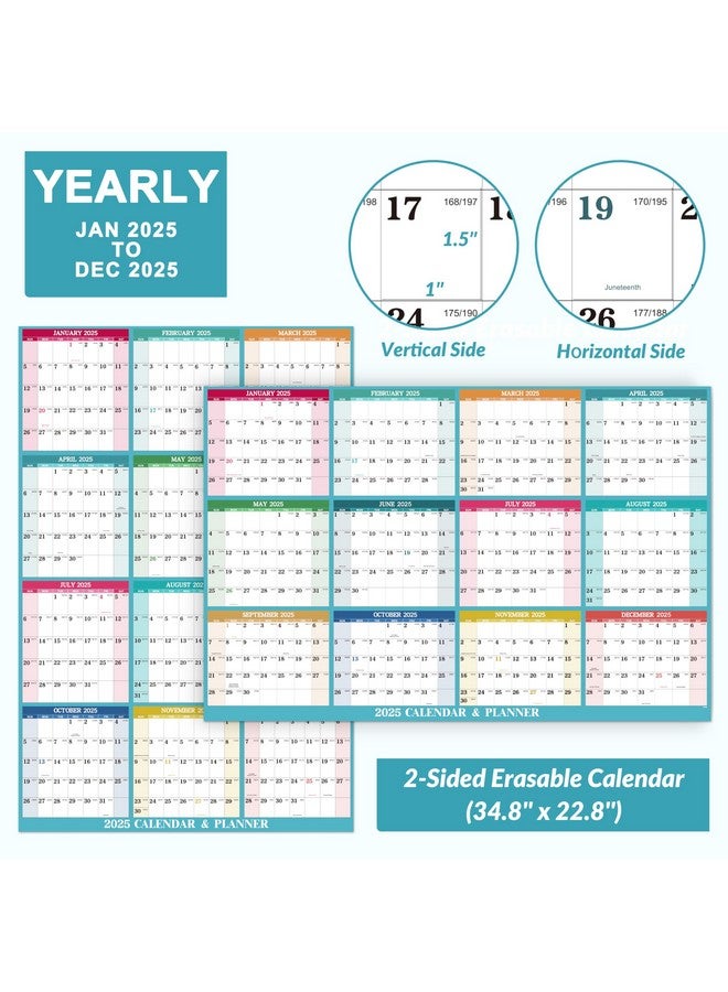 MaaIbok 2025 Yearly Wall Calendar - Dry Erase Calendar 2025, Jan. 2025 - Dec. 2025, 34.8'' × 22.8'', 2-Sided Erasable Calendar With 8 Round Stickers - Image 5