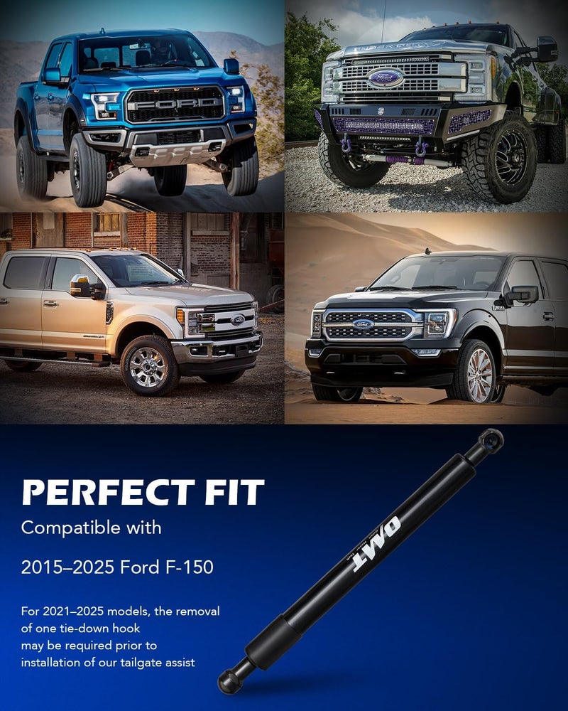 Orion Motor Tech أوريون موتور تيك متوافقة مع ملحقات مساعد الباب الخلفي لشاحنة F150 من 2015 إلى 2021، ممتص صدمات رفع الباب الخلفي للشاحنة متوافق مع فورد F150 2015 2016 2017 2018 2019 2020 2021 سطح سهل المسح - Image 3