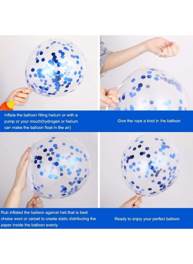 Blue Happy Birthday Balloon Banner with White and Blue Confetti Balloons for Boy Birthday Party Decorations - Image 5