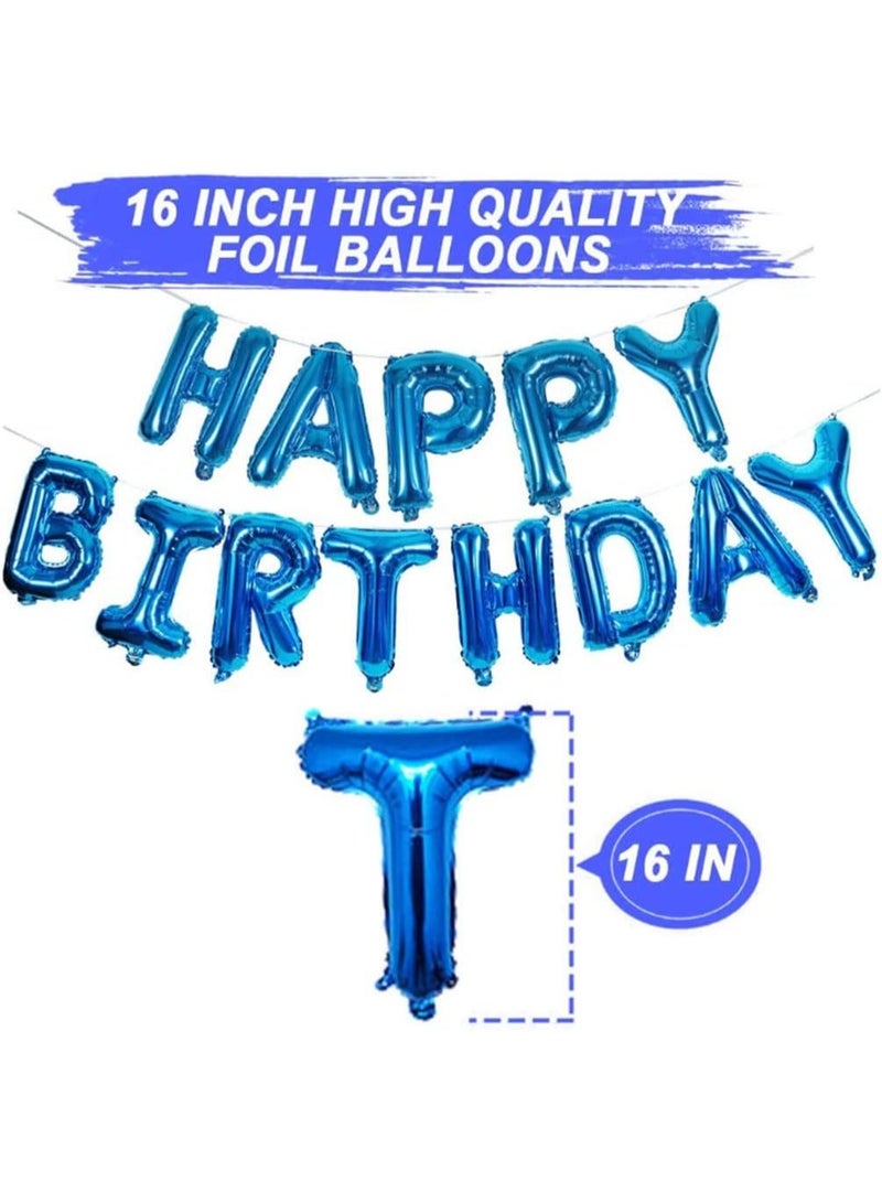 Blue Happy Birthday Balloon Banner with White and Blue Confetti Balloons for Boy Birthday Party Decorations - Image 3