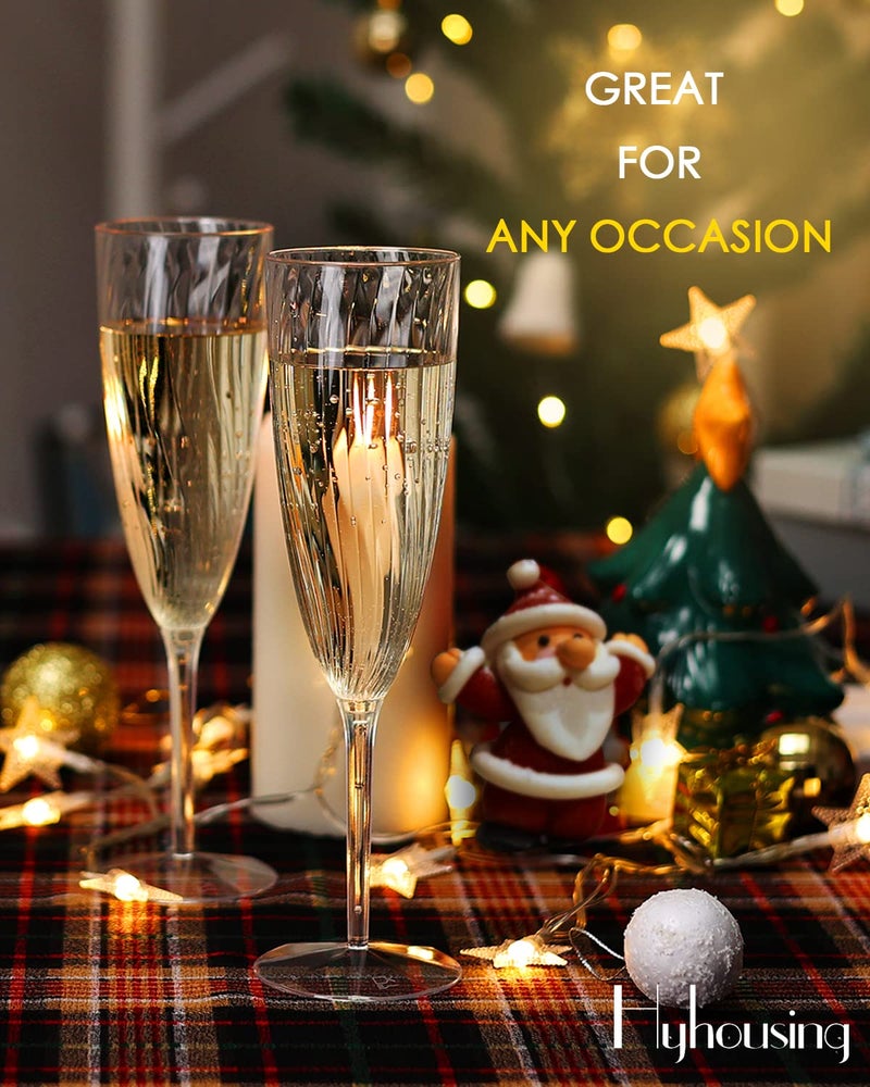 HyHousing 6 Oz Clear Plastic Champagne Glasses 16 Pack, Hard Disposable Plastic Champagne Flute Ideal for Home Daily Life Party Wedding Toasting Drinking Champagnes,New Years Eve Party Supplies - Image 4