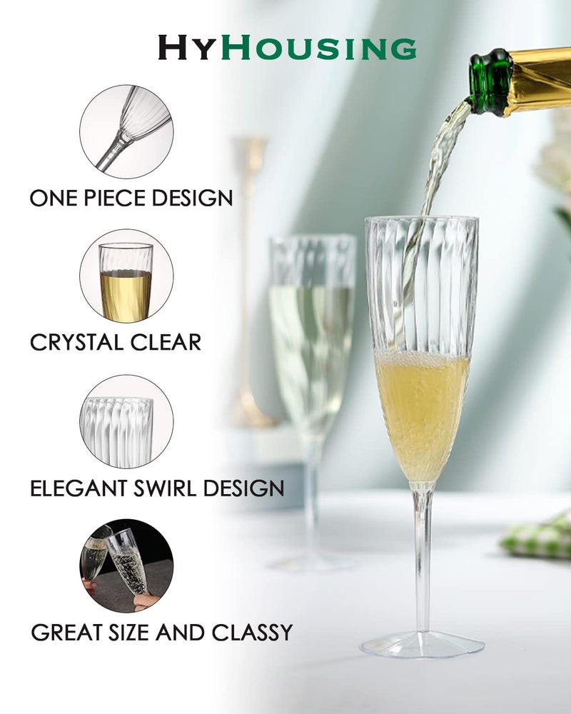 HyHousing 6 Oz Clear Plastic Champagne Glasses 16 Pack, Hard Disposable Plastic Champagne Flute Ideal for Home Daily Life Party Wedding Toasting Drinking Champagnes,New Years Eve Party Supplies - Image 2