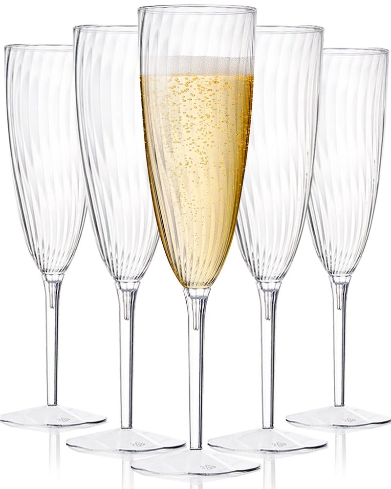 HyHousing 6 Oz Clear Plastic Champagne Glasses 16 Pack, Hard Disposable Plastic Champagne Flute Ideal for Home Daily Life Party Wedding Toasting Drinking Champagnes,New Years Eve Party Supplies - Image 1