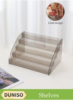 5 Layer Transparent Black Nail Polish Display Holder，Multi Layer Trapezoidal  Nail Polish Rack, Cosmetics Lipstick Organizer, Desktop Display Stand, Sturdy And Durable，Suitable For Eyeshadow Palette, Powder Pad, Lipstick And Perfume