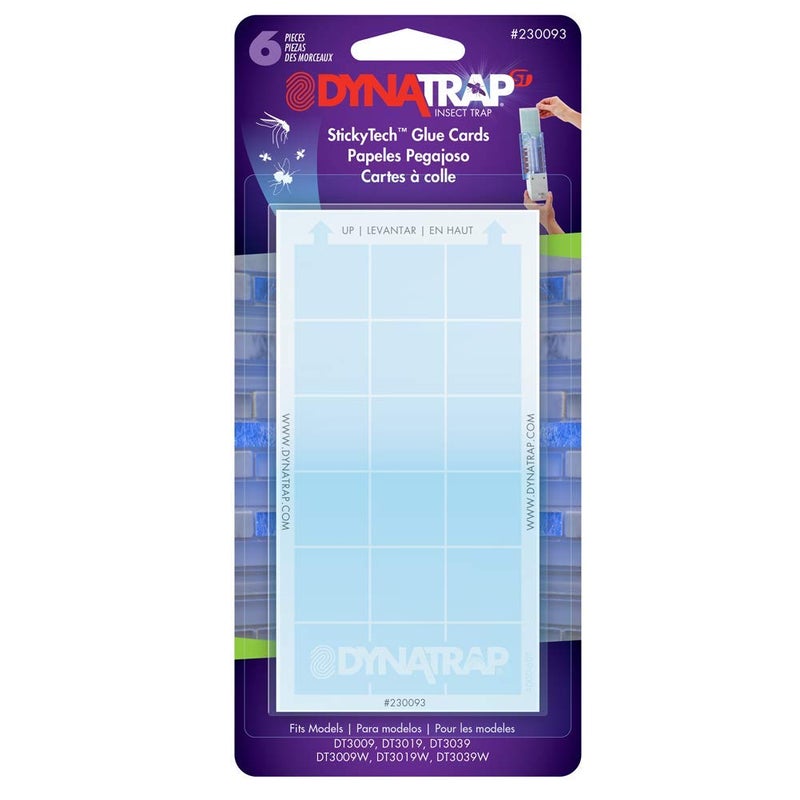 DynaTrap 230093 Replacement StickyTech Glue Cards for Flylight Indoor Plug-In Fly and Flying Insects Trap for Indoor DynaTrap Models DT3009 and DT3019 - 6 Pack - Image 1
