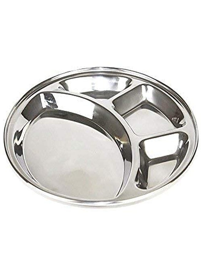 SVDK Stainless Steel 4-in-1 Divided Dinner Plate | Four Compartment Food Serving Plate | Durable, Rust-Proof, Easy to Clean Thali for Kids & Adults (4PC) - Image 1