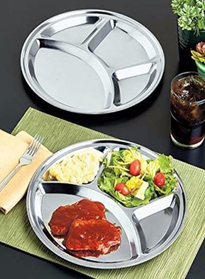 SVDK Stainless Steel 4-in-1 Divided Dinner Plate | Four Compartment Food Serving Plate | Durable, Rust-Proof, Easy to Clean Thali for Kids & Adults (4PC) - Image 2