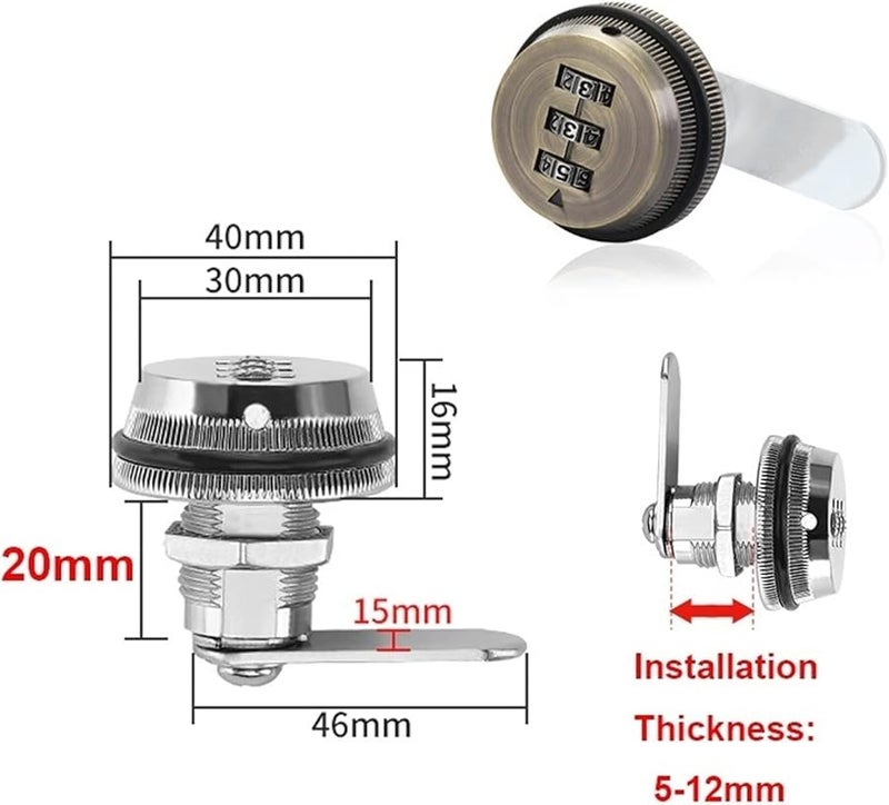 Bronze 20mm Combination Lock for Cabinet Storage Box Gym Case Jewelry Locker - Image 3