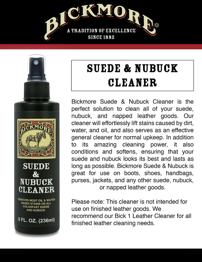 Bickmore Suede & Nubuck Cleaner - Remove Water Dirt Oil Stains From Shoes Boots Purses Handbags & More 8 fl oz - Image 3