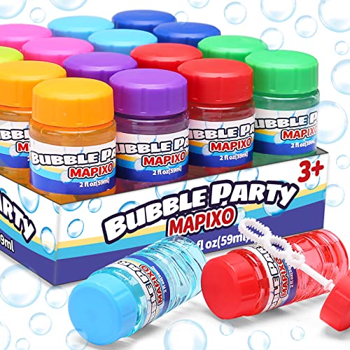 MAPIXO 16 Pack Bubble for Kids Party Favors Bubble Bottle with Wand Attached to The Cap 8 Colors Bubbles Bulk Set with Gift Box Blow Bubbles Solution Toy for Birthday Summer Goody Bag Stuffers Supplies - Image 1