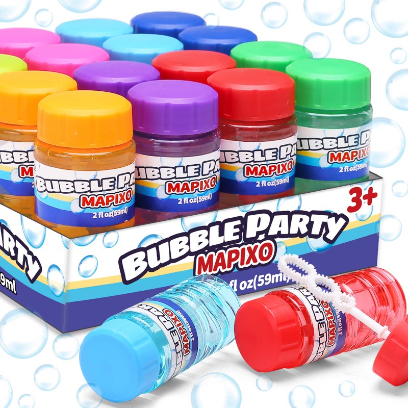 MAPIXO 16 Pack Bubble for Kids Party Favors Bubble Bottle with Wand Attached to The Cap 8 Colors Bubbles Bulk Set with Gift Box Blow Bubbles Solution Toy for Birthday Summer Goody Bag Stuffers Supplies - Image 2