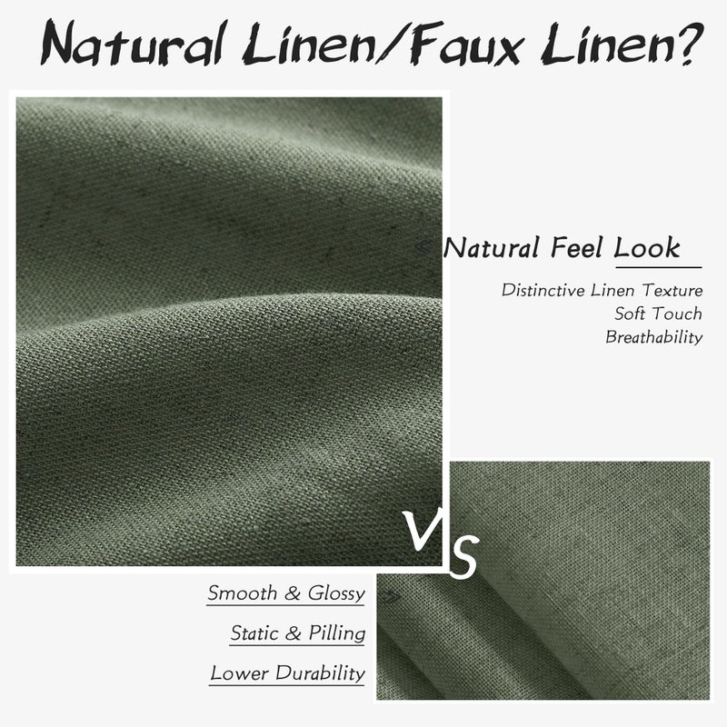 Joywell Olive Green Curtains 84 Inches Long for Living Room Bedroom Semi Sheer Linen Drapes Window Light Filtering Neutral Boho Curtain 2 Panels Hook Belt Back Tab Rod Pocket Emerald Dark Green - Image 3