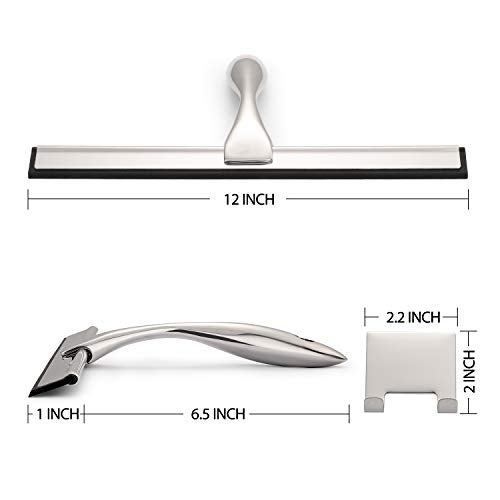 Hiware All-Purpose Shower Squeegee for Shower Doors, Bathroom, Window and Car Glass - Stainless Steel, 12 Inches - Image 2