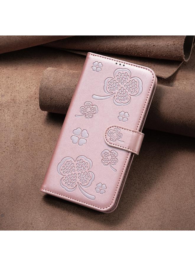 اس-توب جراب لهاتف iPhone 16 Plus مصنوع من الجلد المنقوش بأربع أوراق - Image 2