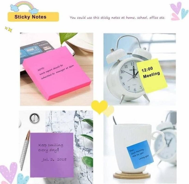 OFIXO Self Sticky Notes - Pack of 5 Neon Colors, 400 Sheets, 3 X 3-Inches (80 Sheets per Color) - Image 2