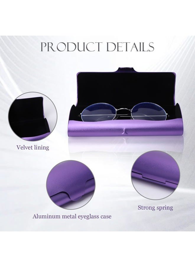 Hifot Hard Case Glasses Aluminium, Metal Case Reading Glasses Case for Women Men, Purple, One size - Image 3