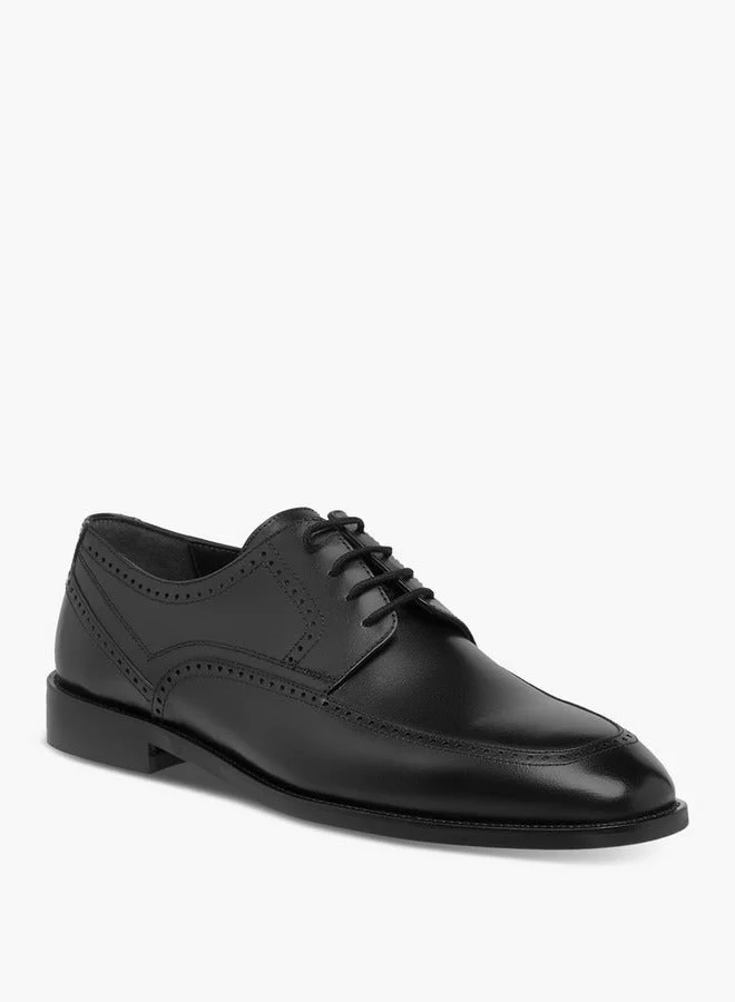 دوتشيني Men's Textured Derby Shoes with Lace-Up Closure