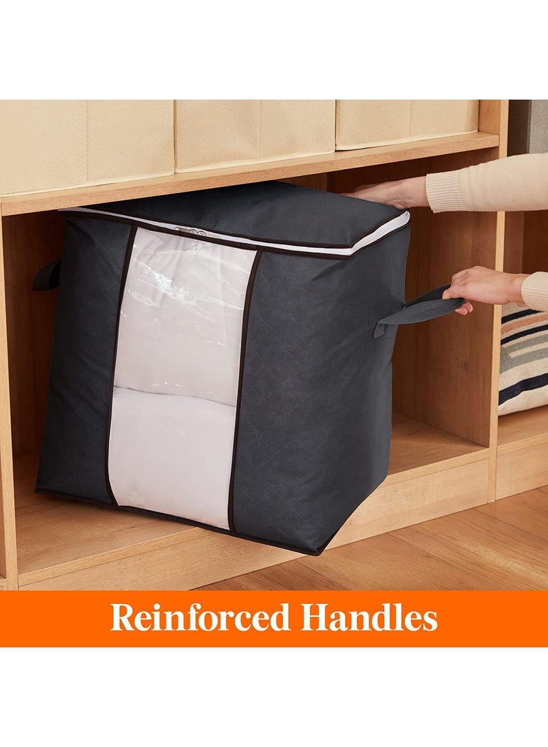 YelaJoy Storage Bags, Large Capacity, 3-Pack Extra Thick Fabric Organizers, with Reinforced Handles & Sturdy Zipper for Comforters, Blankets, Seasonal Clothes, Bedding (Grey) - Image 5