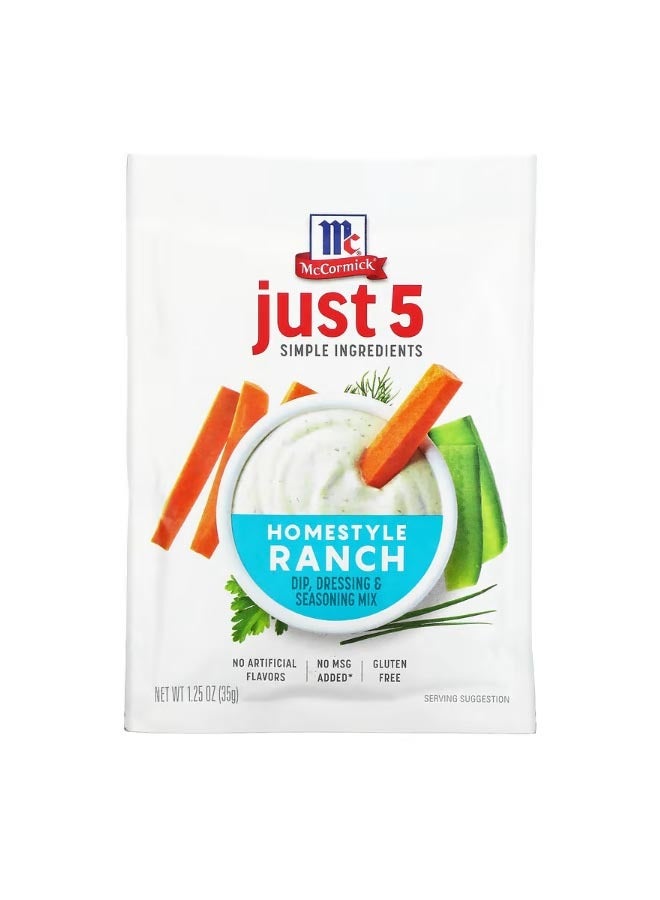 McCORMICK Just 5 Simple Ingredients Dip Dressing and Seasoning Mix Homestyle Ranch 1.25 oz 35 g - Image 1