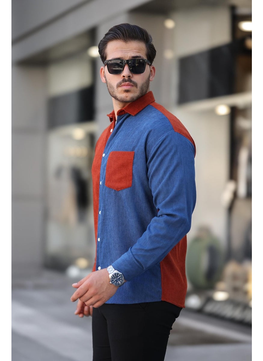 Contrast Two-Tone Corduroy Shirt Light Brick - pzsku/Z4F8E0FCDFB05E4C7E8CAZ/45/_/1741192110/69dd5477-3e3c-4471-a2d0-f2d6e9f26c9d