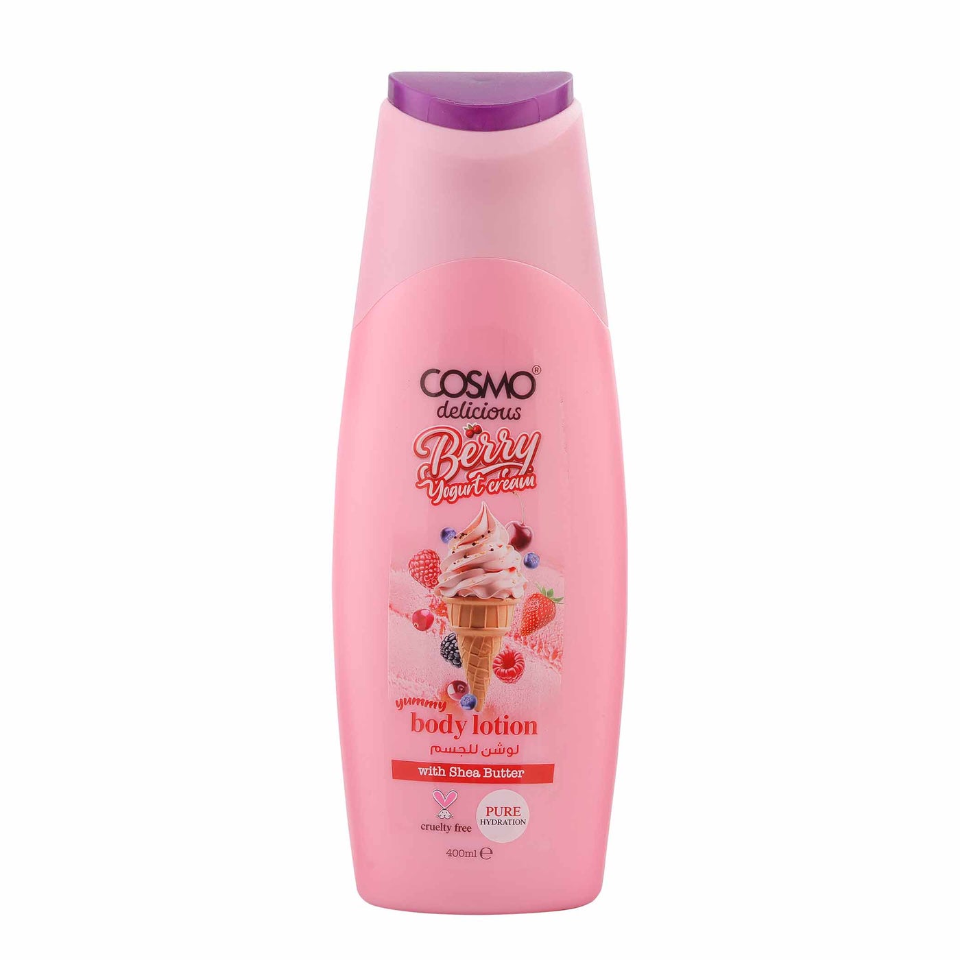 Cosmo Delicious Berry Yogurt Cream With Shea Butter Pure Hydration Body Lotion 400ml, Hydrating & Nourishing, Non Greasy, Light Weight, Fast Absorbing Lotions, For All Skin Types, Fruity Yogurt Scent