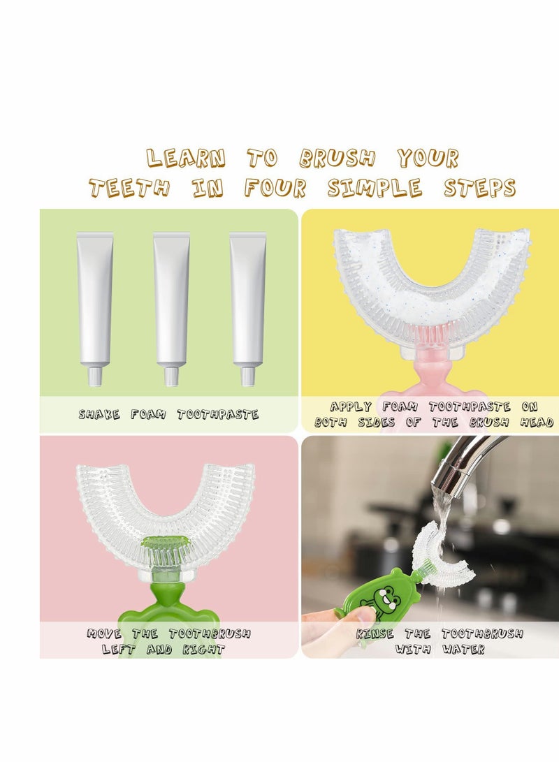 KASTWAVE 3 Packs Kids Toothbrush Children's U-Shaped Toothbrush Toddler Toothbrush with Soft Silicone Brush 360° Oral Teeth Cleaning Design for Toddlers... - Image 5