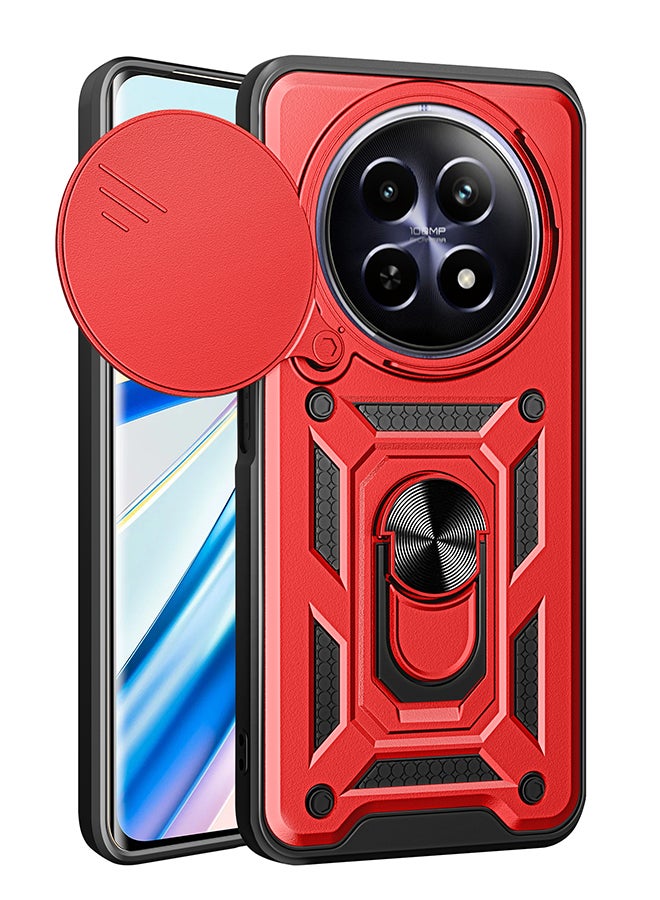 Case for Realme 12 5G / Realme 12x 5G with Sliding Camera Cover, Kickstand, PC+TPU Dual-Layer,Red  - Image 1