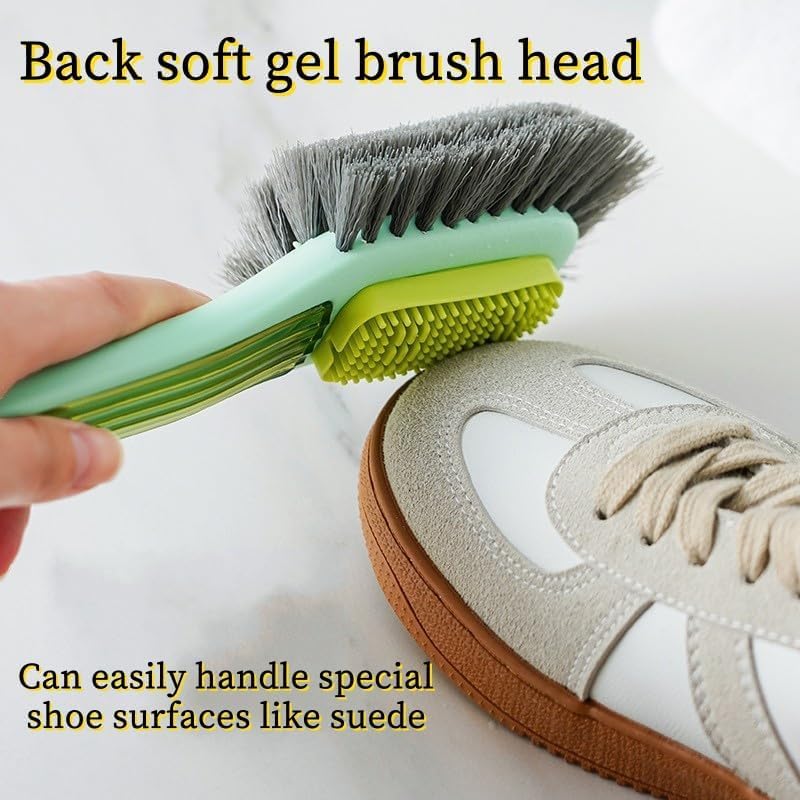 KASTWAVE Dual-Head Shoe Cleaner Brush with Soft & Stiff Bristles, Long Handle Sneaker Cleaning Brush for Internal/External Use, Ergonomic White Mesh Scrubber for All Shoes - Image 5