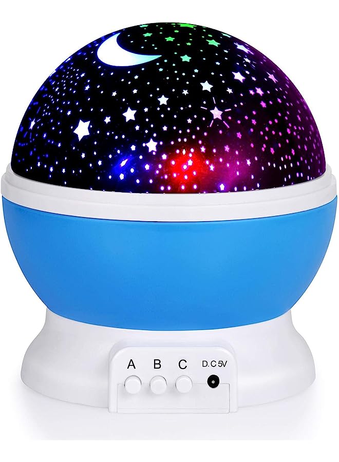 erorex TOPLUSS LED Night Light Moon and Star Romantic Rotating Sky Cover Projector (Blue) - Image 1