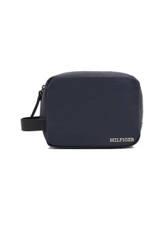 TOMMY HILFIGER Men's Hilfiger Monotype Logo Pique Small Washbag -  Pique textured finish, Blue  - Image 1