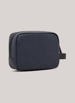 TOMMY HILFIGER Men's Hilfiger Monotype Logo Pique Small Washbag -  Pique textured finish, Blue  - Image 2