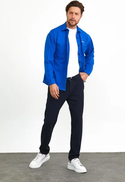 Odelon Snap Detail Slim Fit Sweatshirt Men's Saxe Outer Shirt