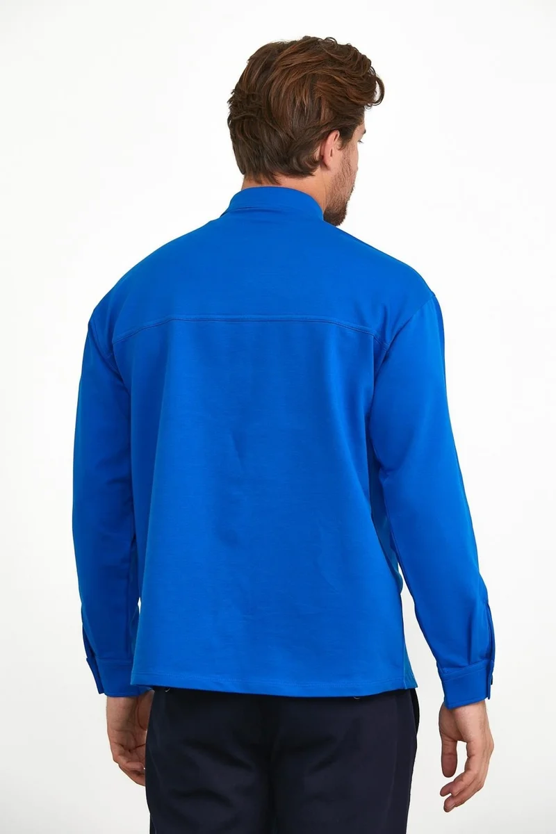 Odelon Snap Detail Slim Fit Sweatshirt Men's Saxe Outer Shirt