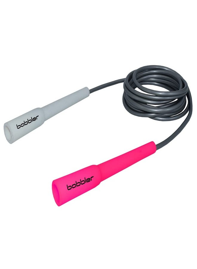 Babbler BS-200 White Pink Skipping Rope With 5mm Coloured Rope With Rope Adjuster and Slim Handle Long Size For Easy Grip (Tin Box Packing), Pack of 1 Piece Fitness Jump Rope - Image 1