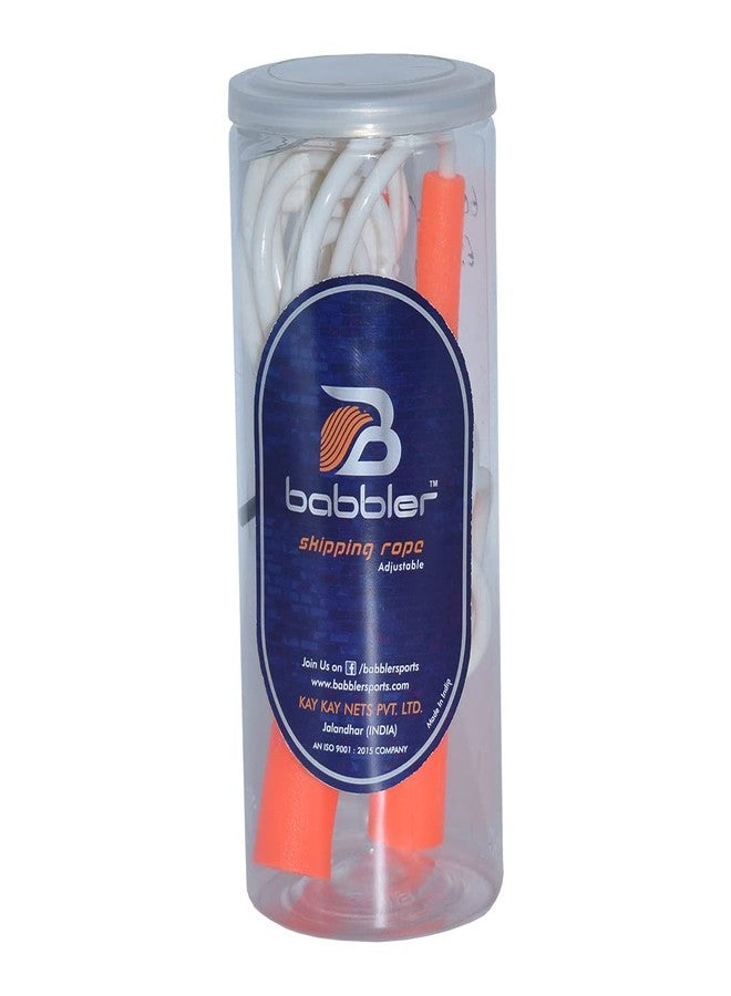 Babbler BS-200 White Pink Skipping Rope With 5mm Coloured Rope With Rope Adjuster and Slim Handle Long Size For Easy Grip (Tin Box Packing), Pack of 1 Piece Fitness Jump Rope - Image 3