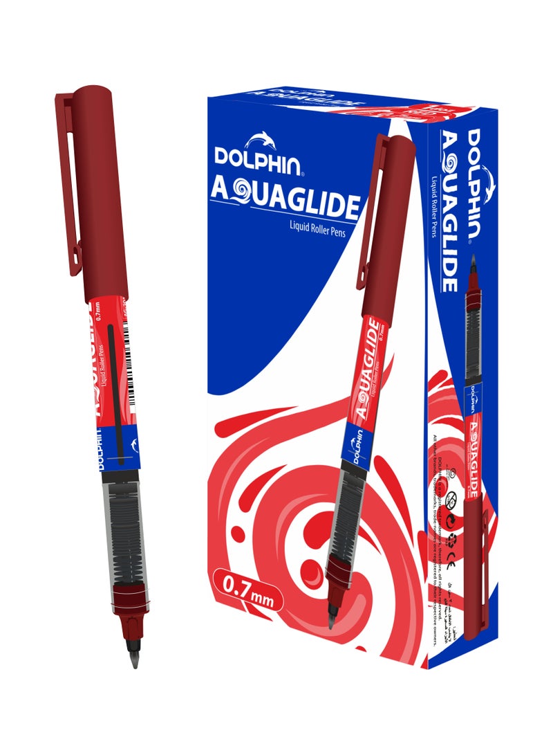 Dolphin Aqua Glide Rollerball Pen Red Ink 0.7 mm Tip, Ultra Smooth Writing